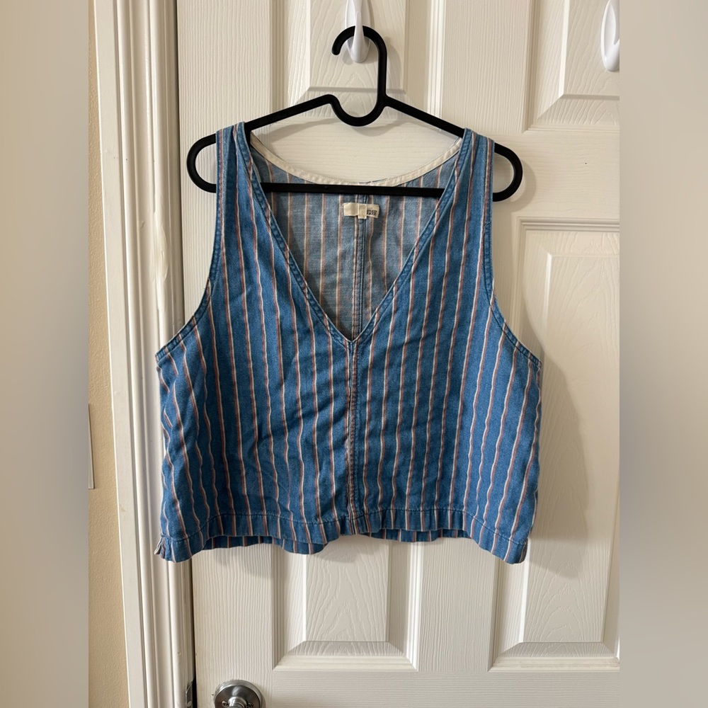Wilfred Free Aritzia Blue and White Striped Arlenis Blouse Size Large